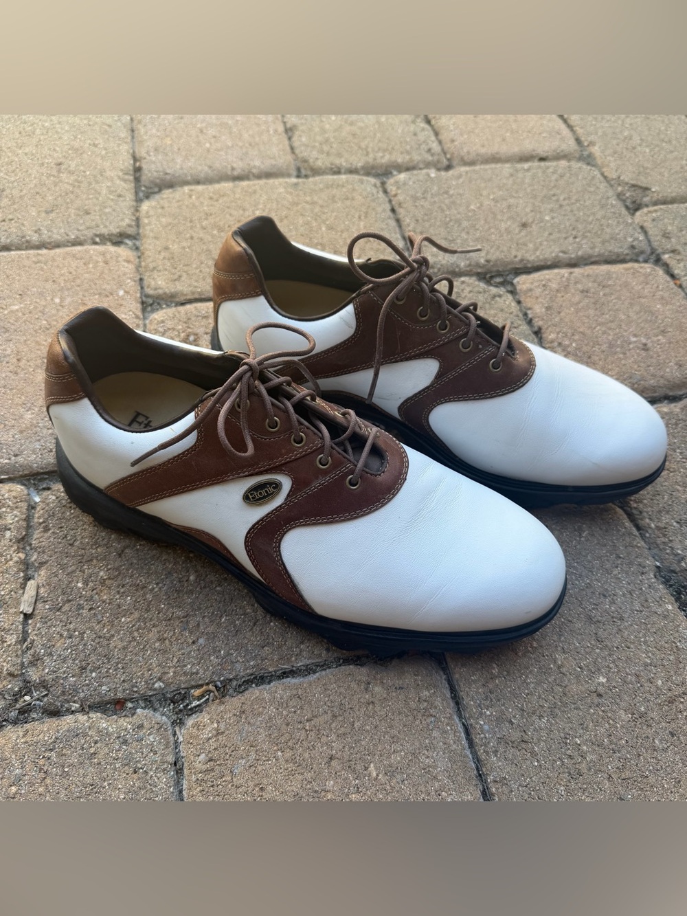Etonic Men’s White and Brown Athletic Golf Shoes Sz 10.5 - Picture 5 of 9